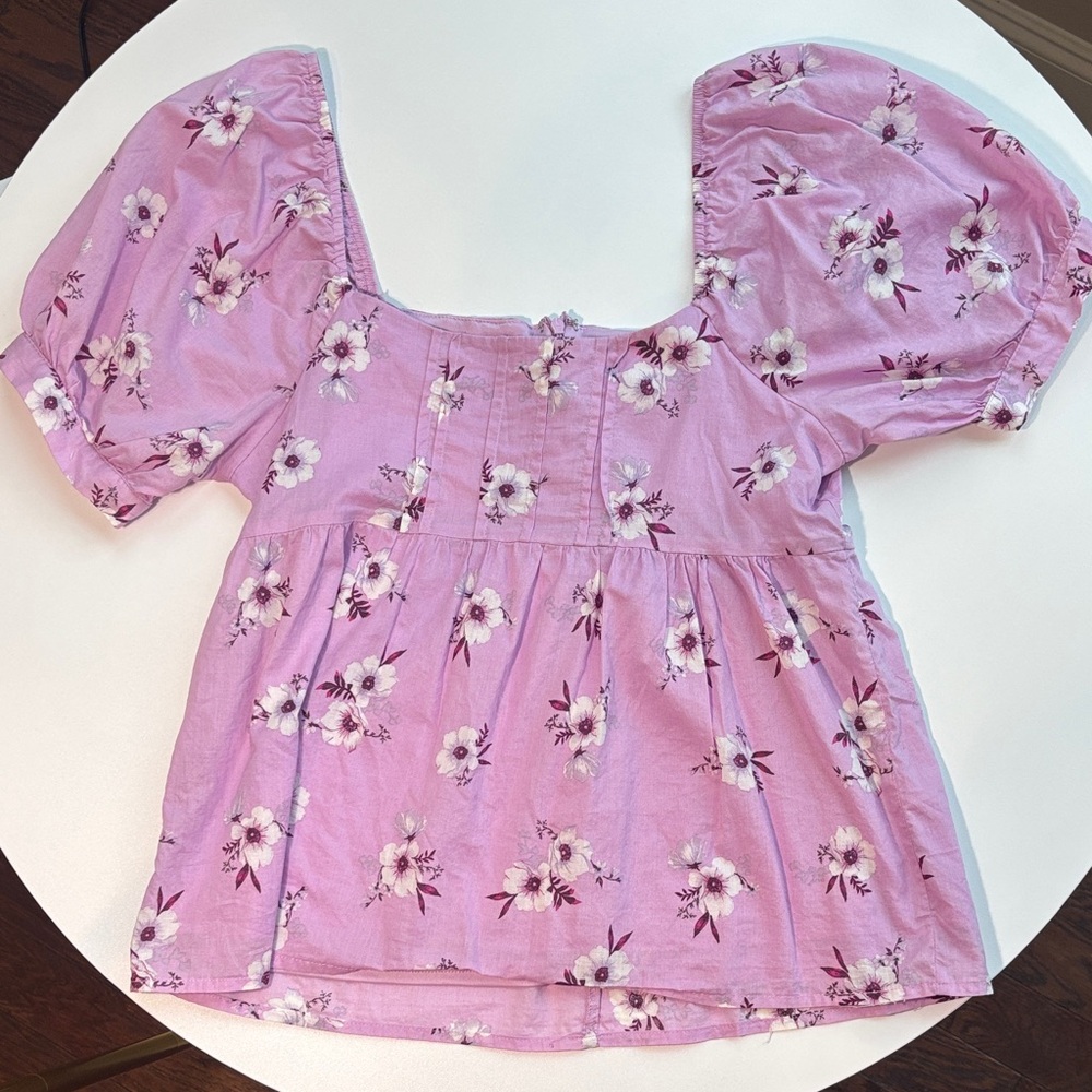 Floral Pink Puff Sleeve Top